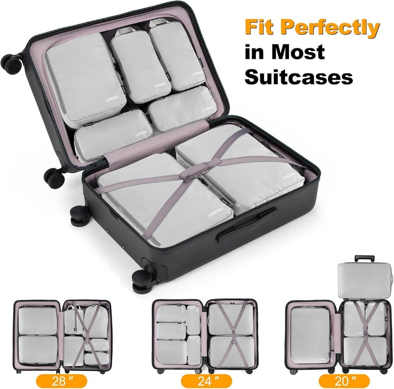 Velaybor 8 Set Compression Packing Cubes for Travel, Waterproof Luggage Organizers, Suitcase Organizer Set for Carry-On & Checked Baggage, Travel Accessories for Men & Women - Image 2